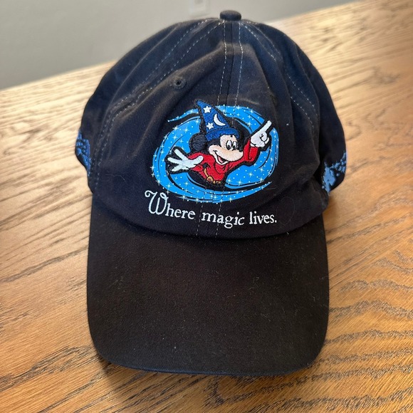 Disney Walt Disney World Mickey Mouse Sorcerer Strap Hat Cap Where Magic Lives - Picture 2 of 7